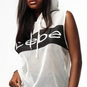Bebe Sport Sleeveless Mesh Hooded Layer - Small